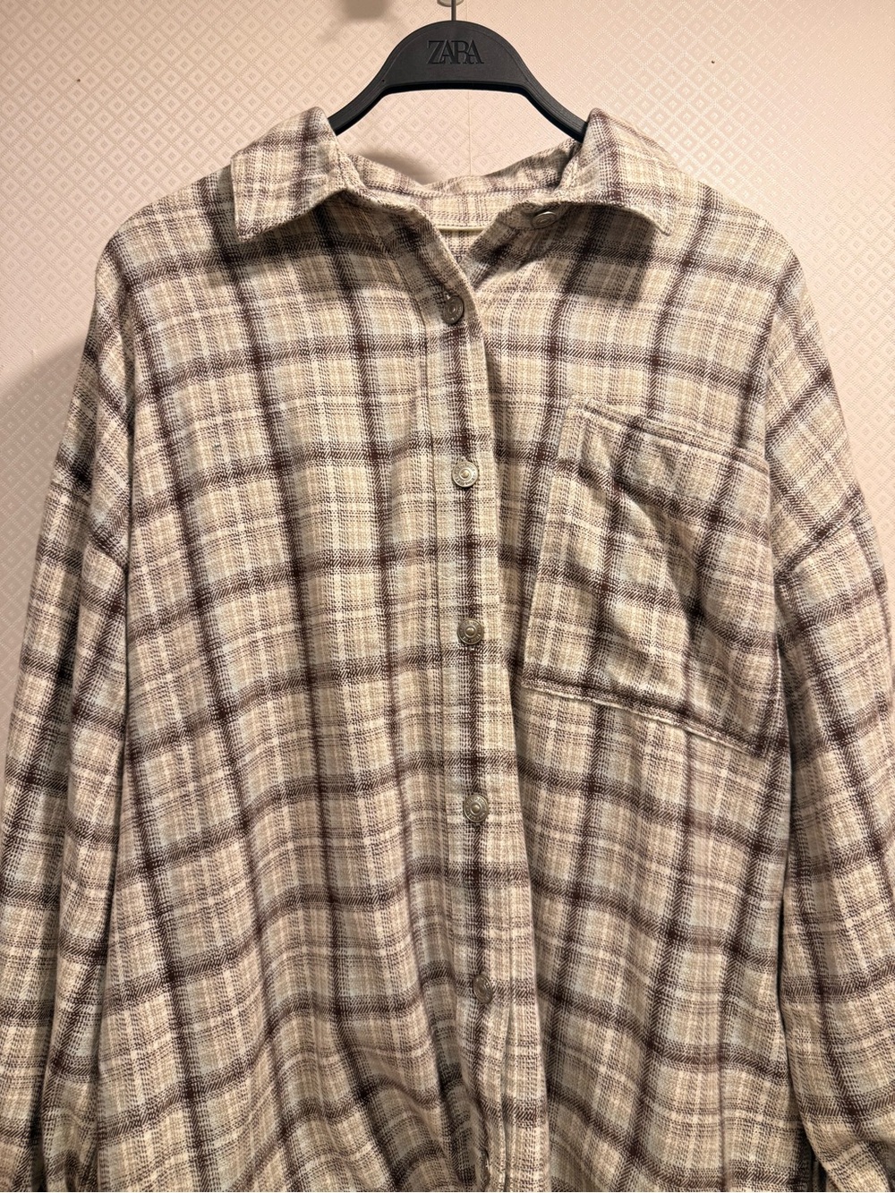 NWT We The Free Cream and Brown Plaid Button-Down Shirt Size XL - Picture 10 of 11